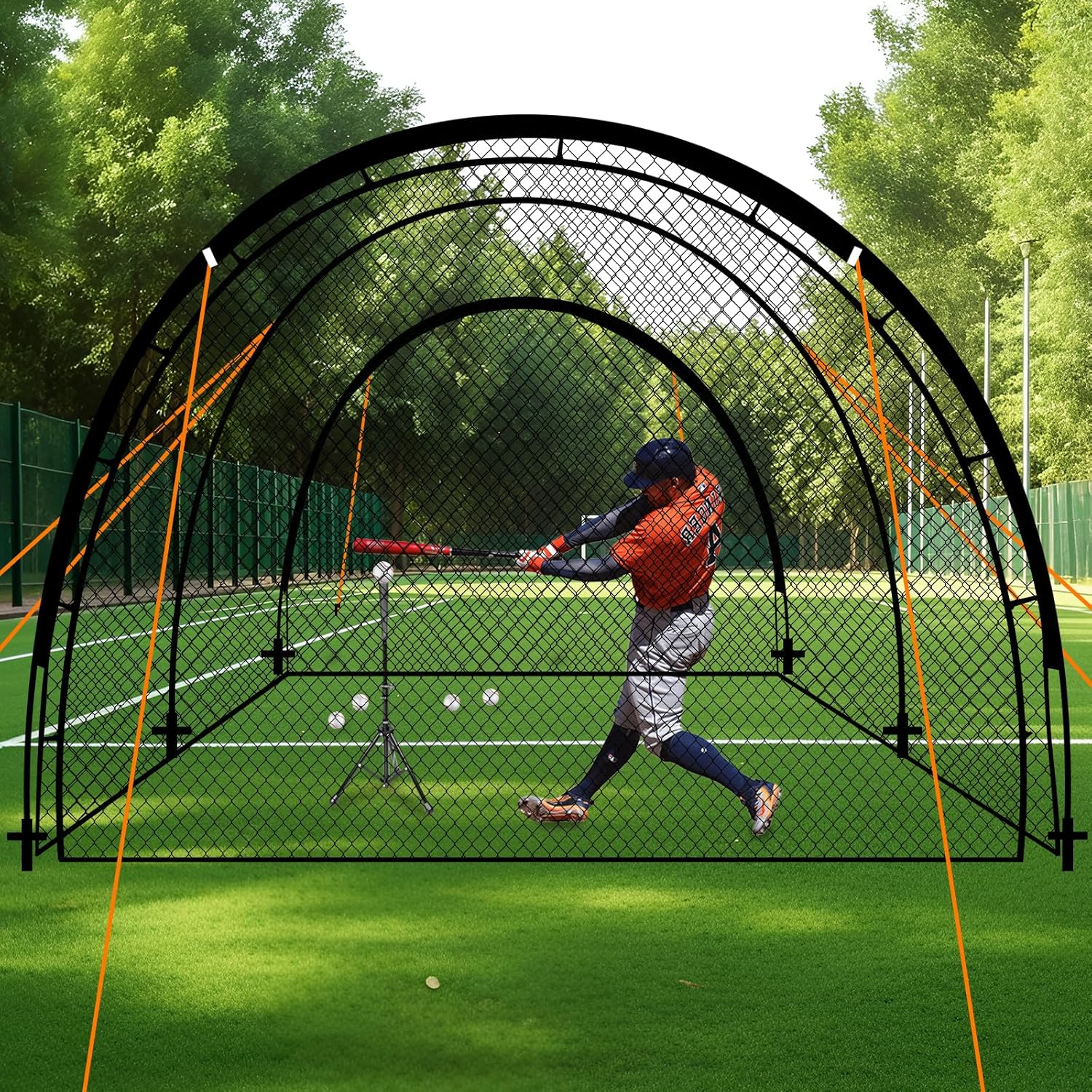 Baseball Batting Cage for Backyard, Softball Cage Batting Net Portable with Carrying Bag Detachable Door with Hitting Target for Batting Training Pitching Practice